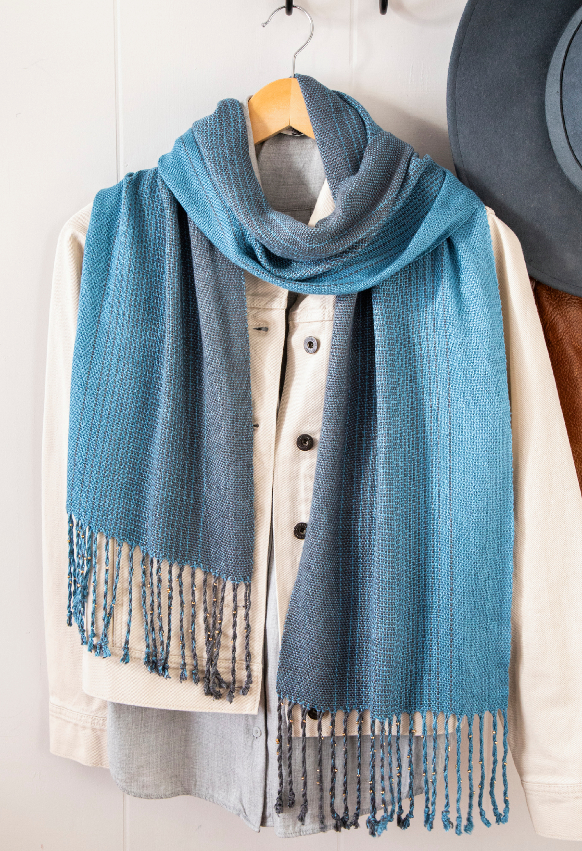 Blue Turns to Gray Scarf Image