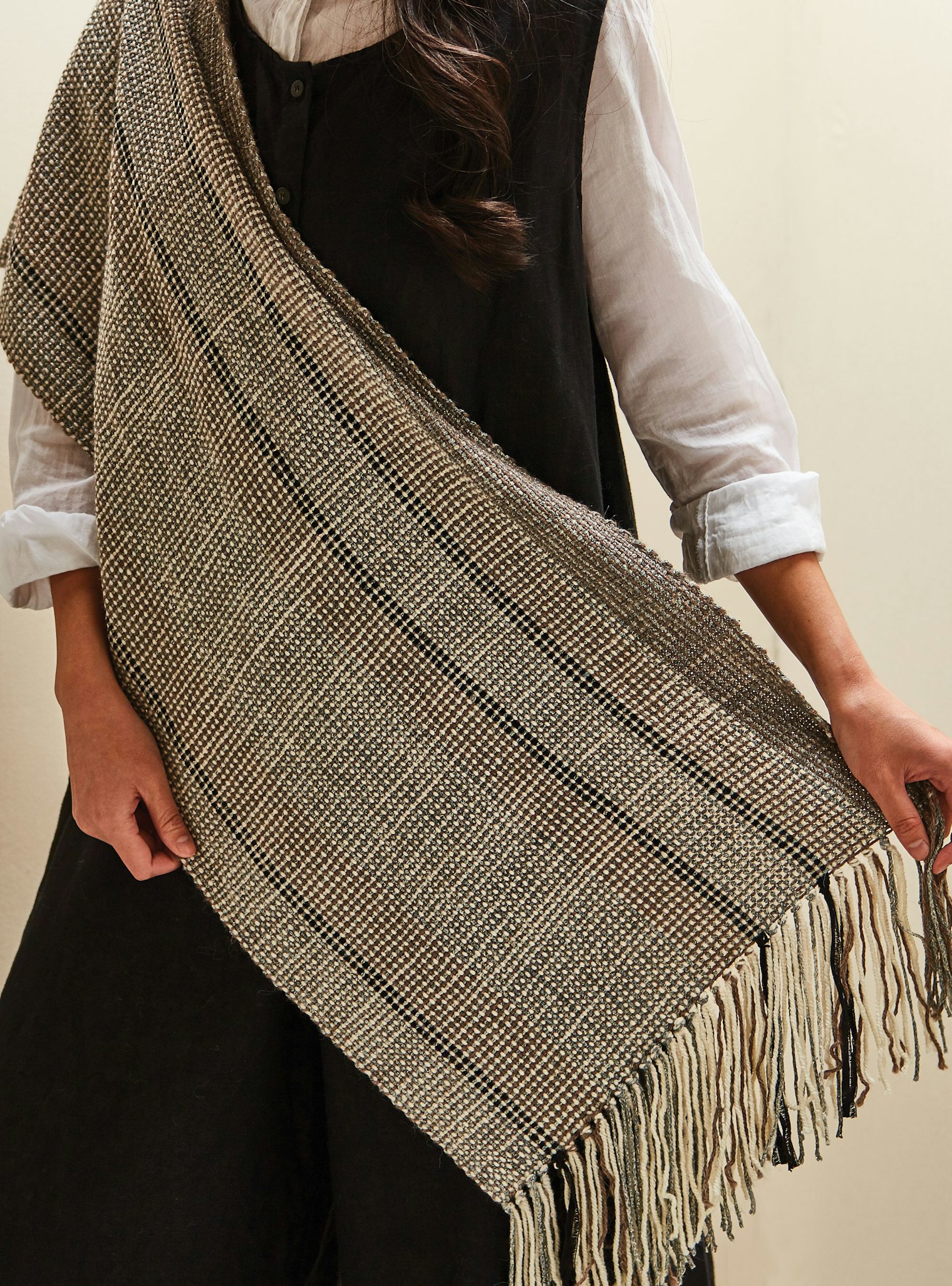 Glitz and Glamour Color-and-Weave Shawl by Sara Goldenberg White. Photo by George Boe