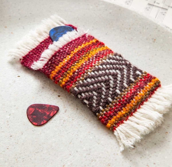 Designer Inci Koker wove her clever No-Sew Pick Pocket in a single piece on a flat frame loom.