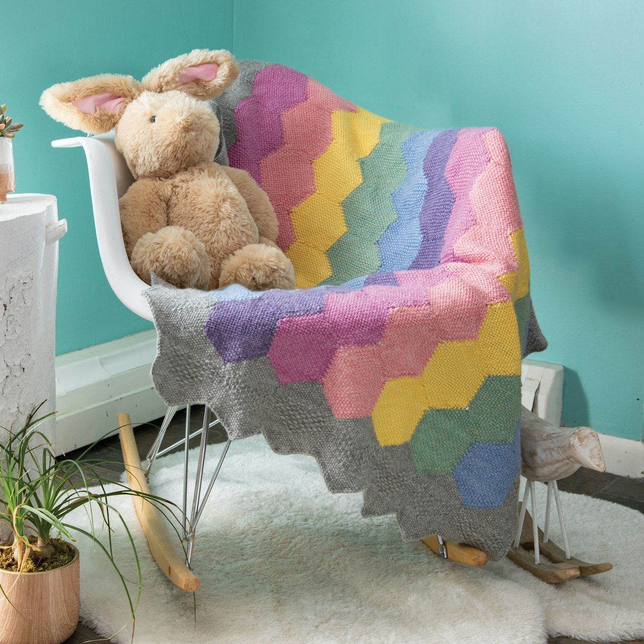 Rainbows and Hearts Baby Blanket by Gabi van Tassell
