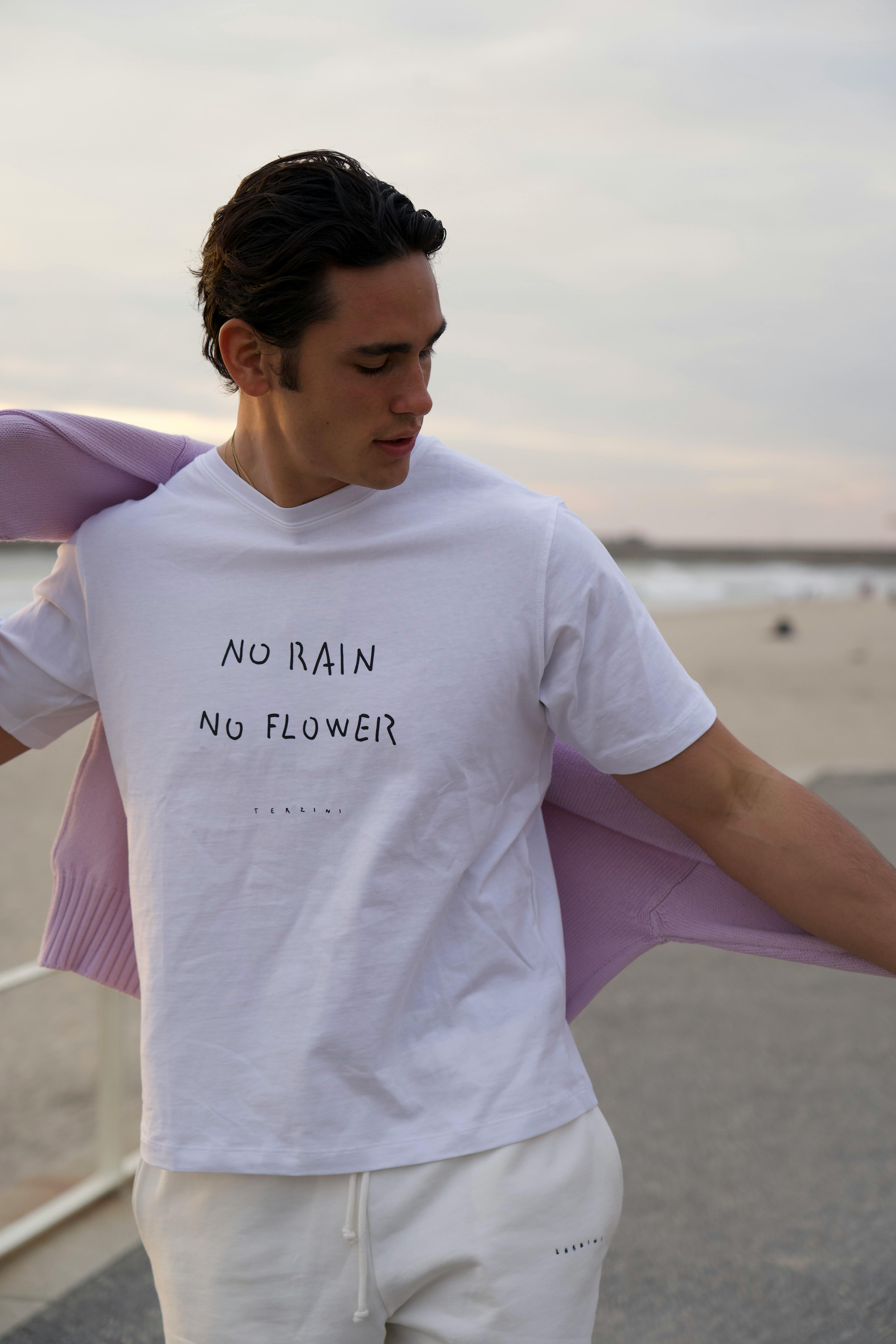 LARDINI 白Tシャツ NO RAIN NO FLOWER ラルディーニ LARDINI（ラルディーニ） Tシャツ / TERZINI テルッツィー二 NO RAIN