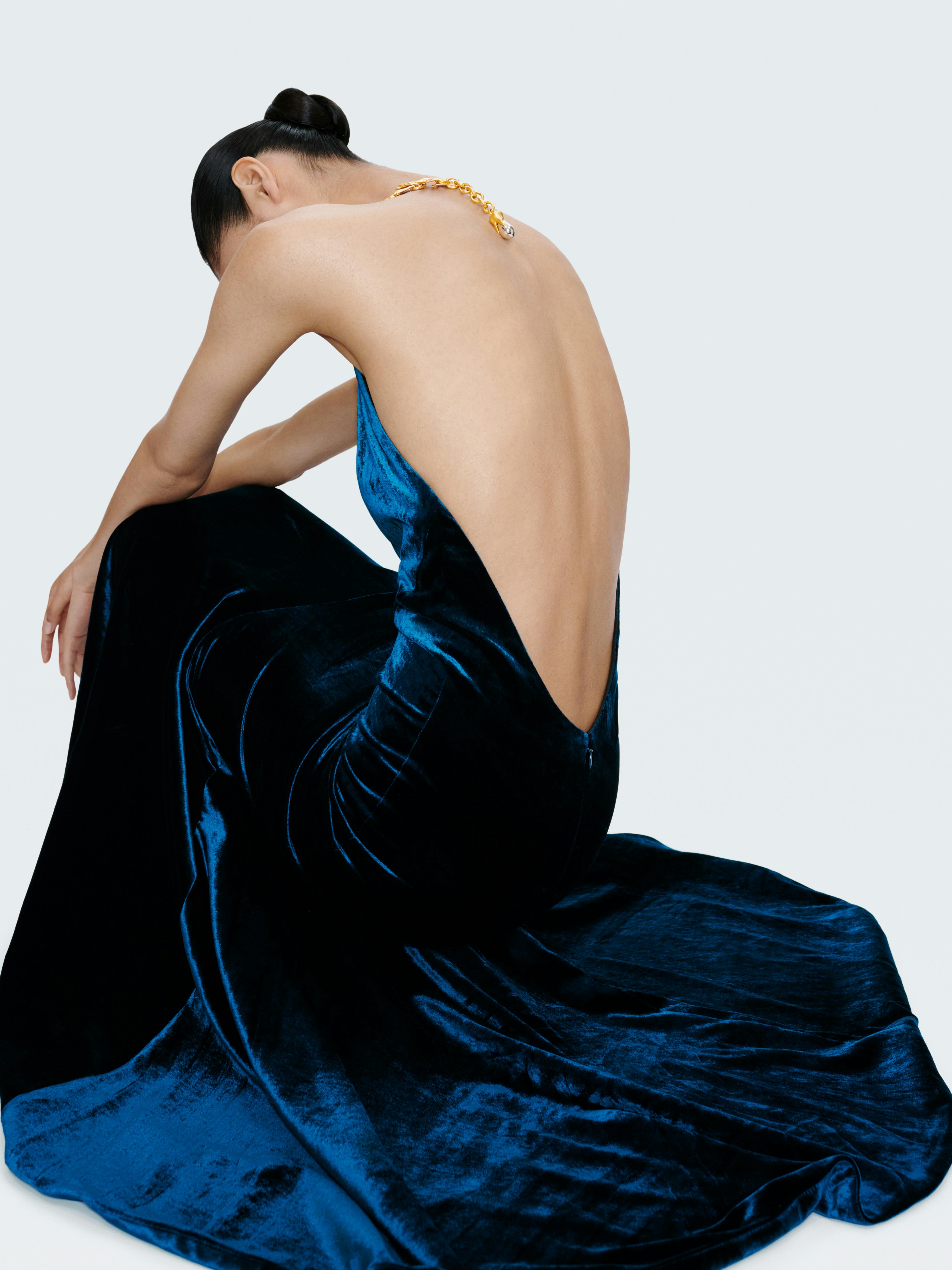 schiaparelli blue dress BUSTIER DRESS