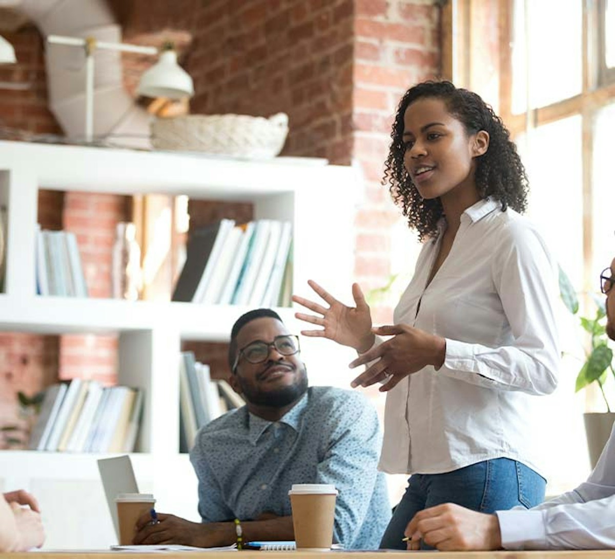 Female in business meeting