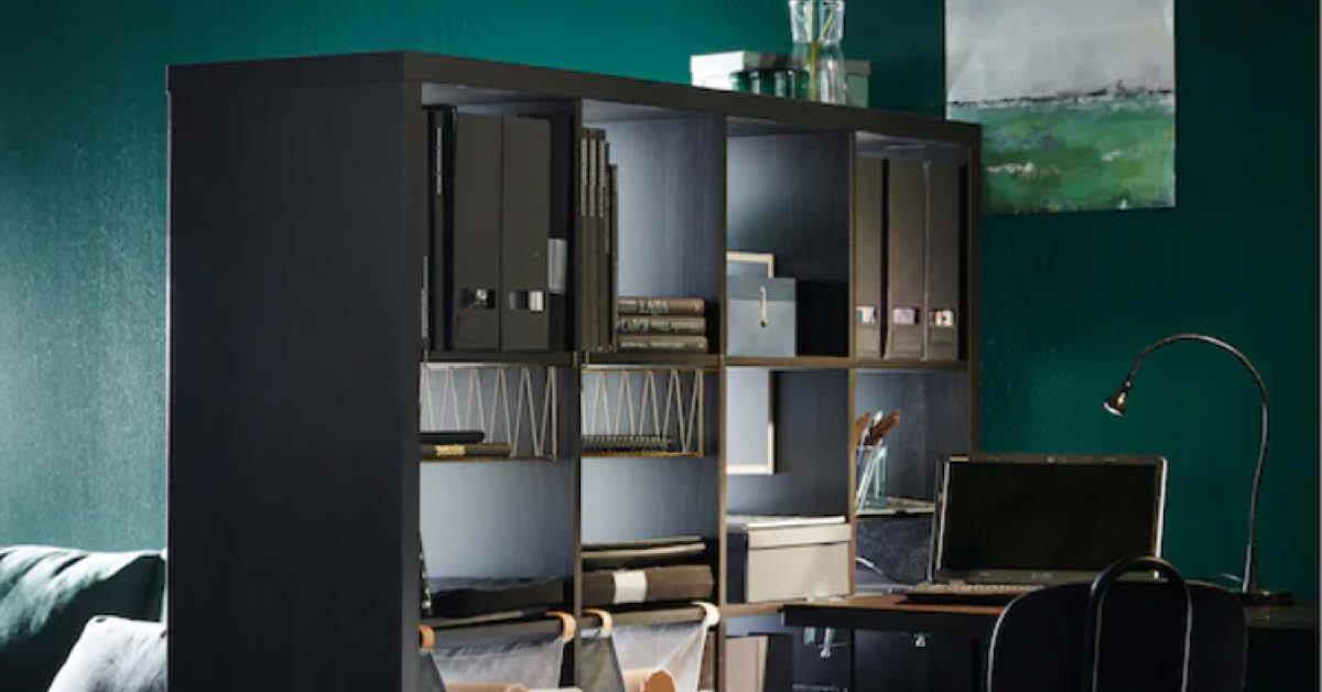 Dark green home office or study