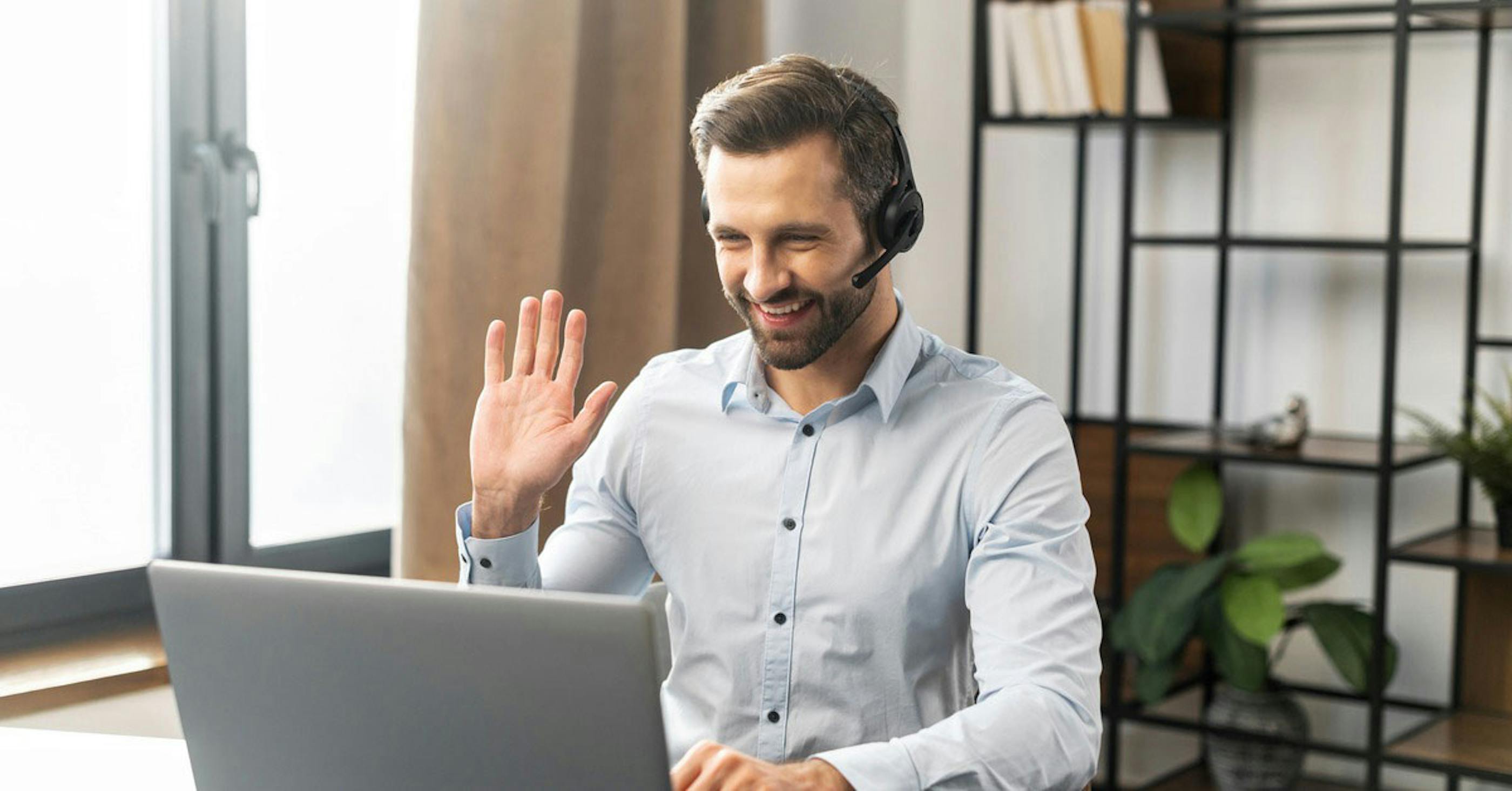 man in conference call