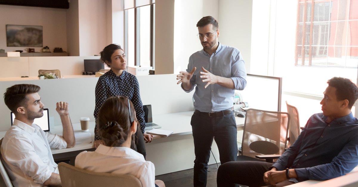 Human resources team leader having an internal meeting