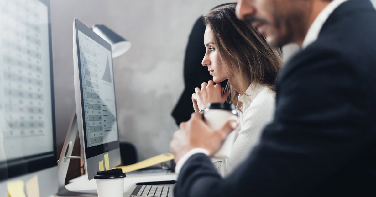 Project management professionals handling data