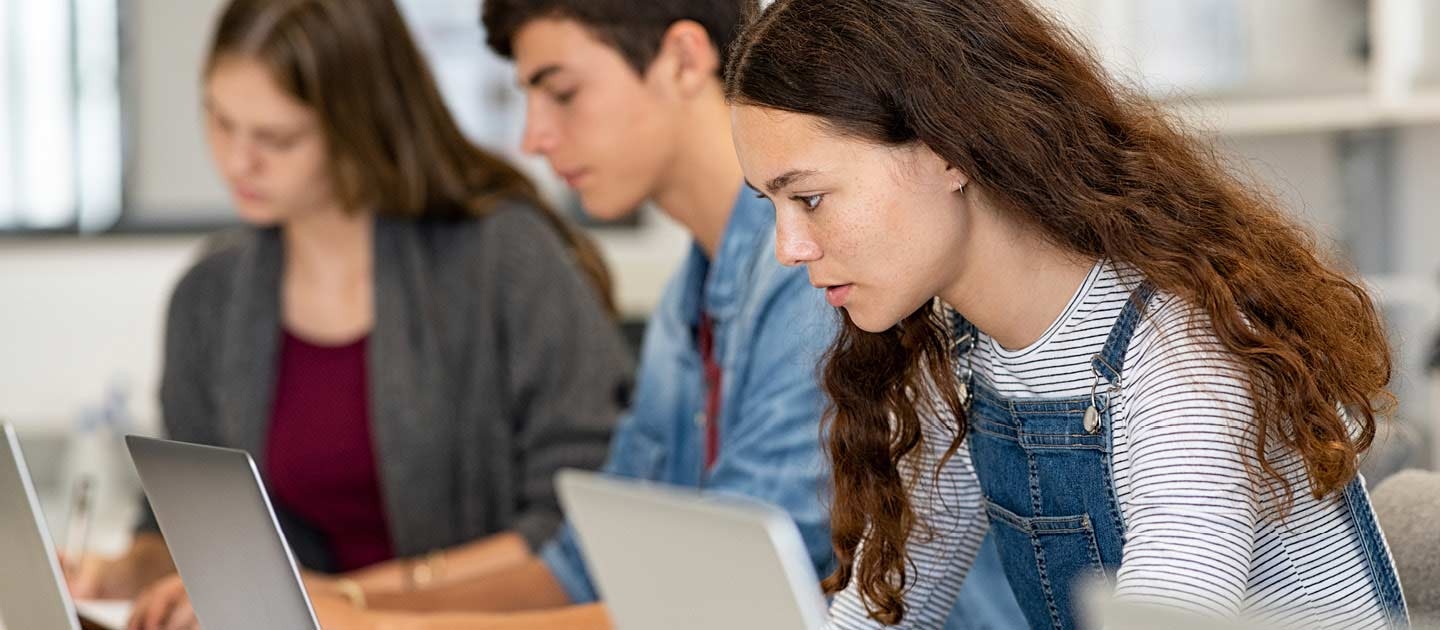 School kids on laptops