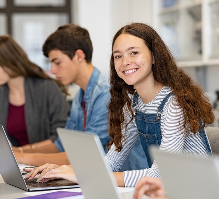 School kid on laptop