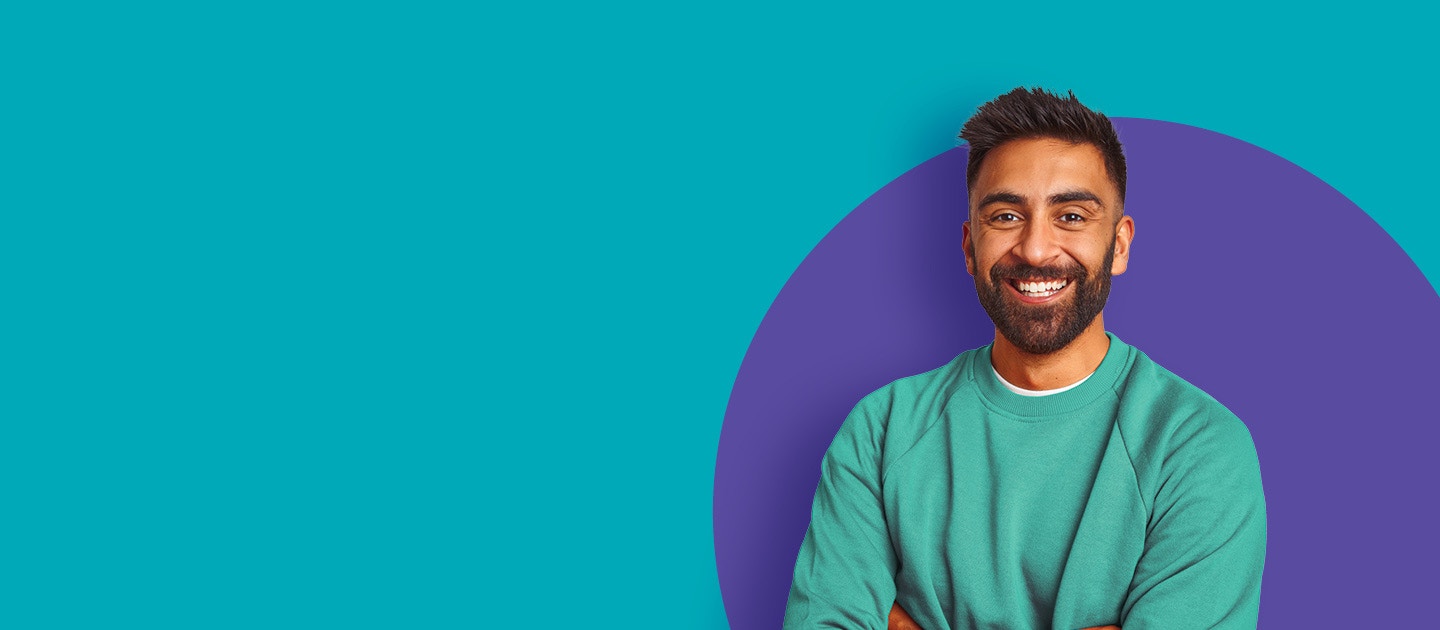 Man in teal sweater