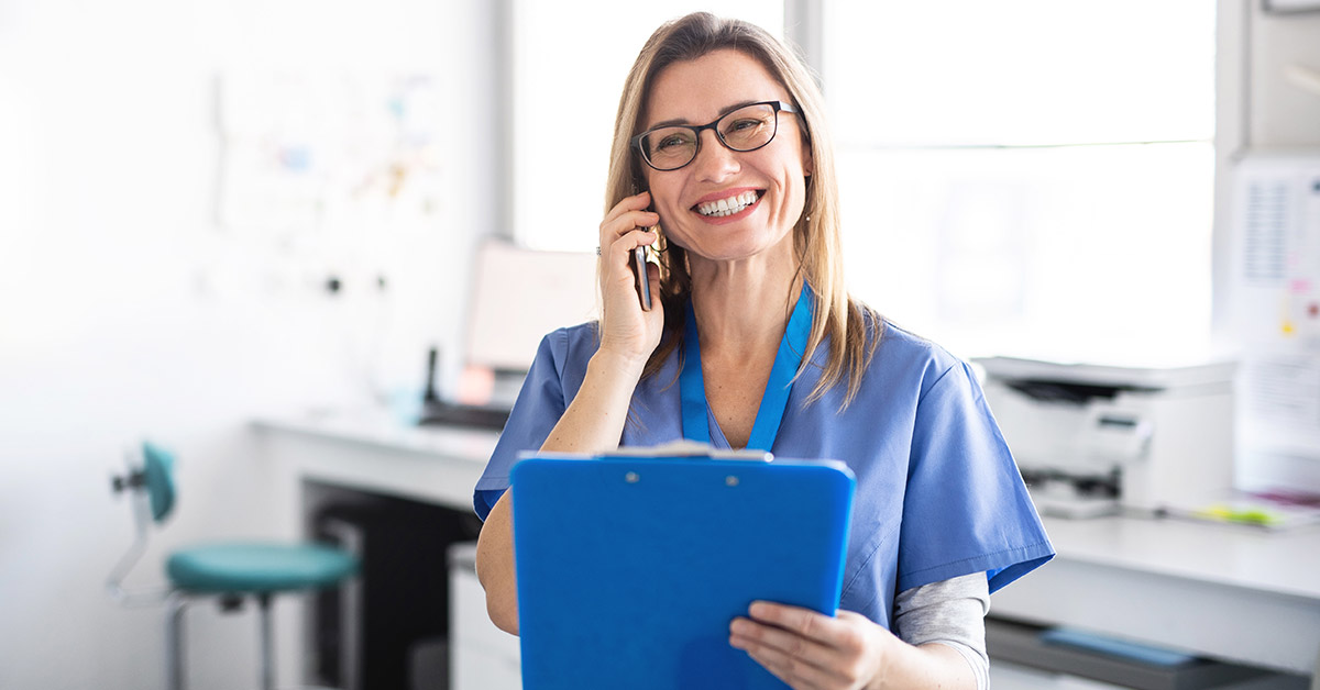 dental assistant on the phone