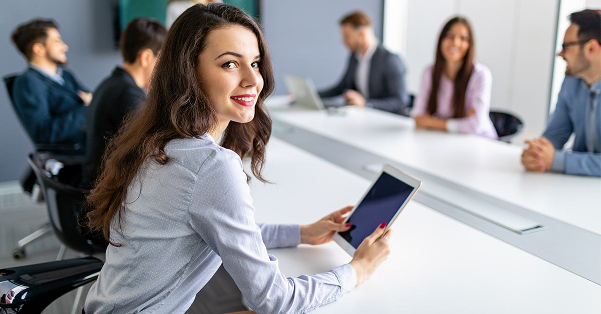 woman in meeting room