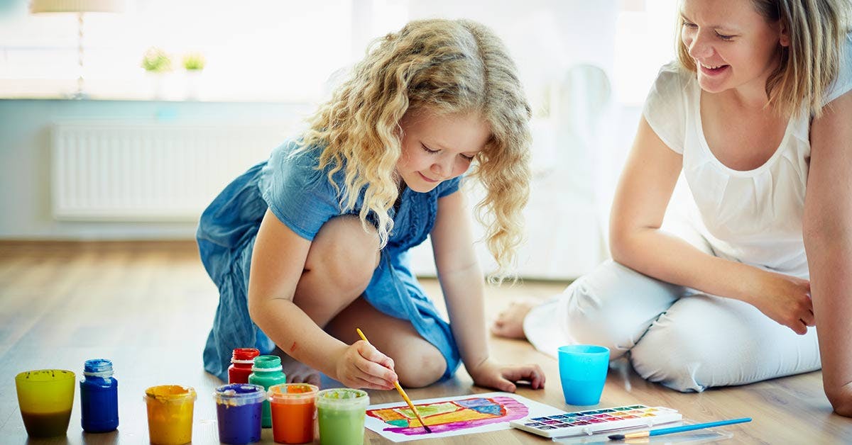 woman and child painting