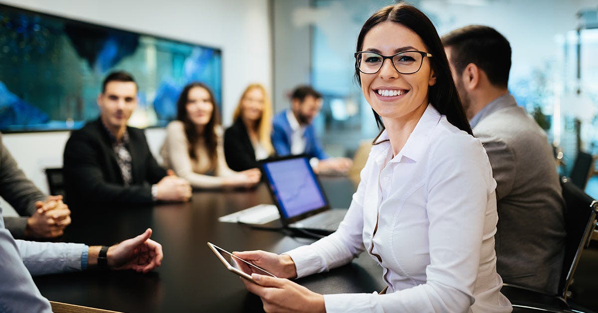 businesswoman and her team