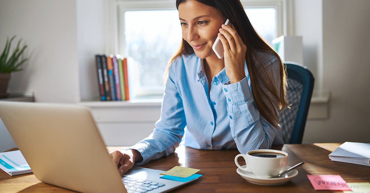 woman views computer