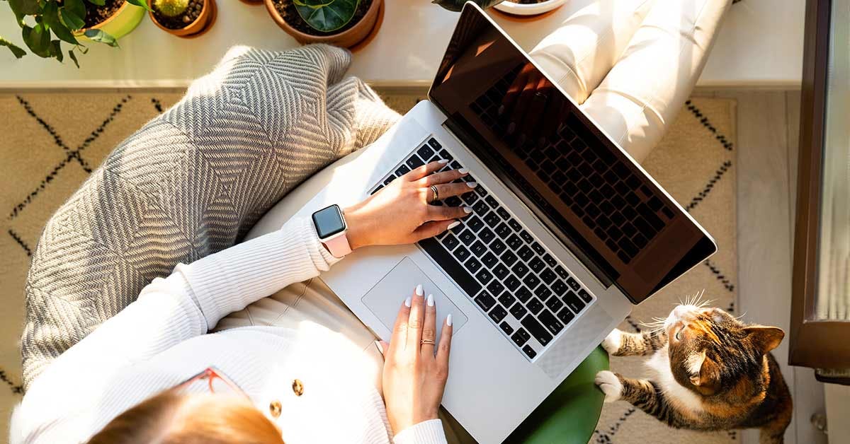 woman views computer