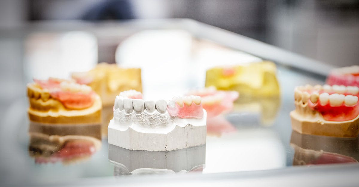 Set of various denture samples