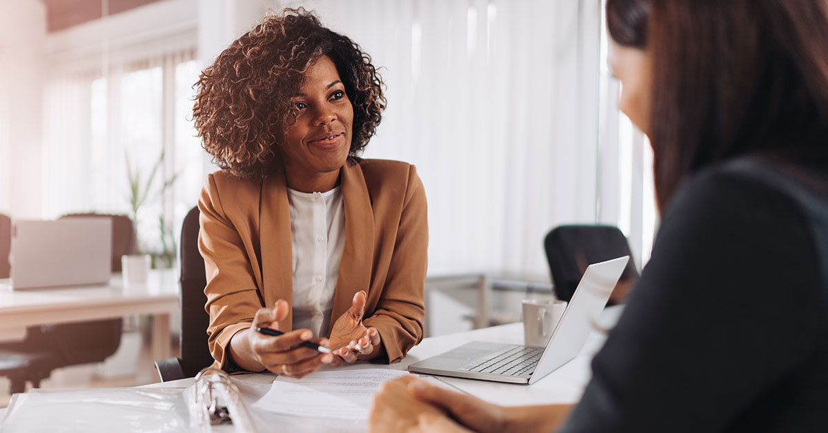 woman doing a job interview