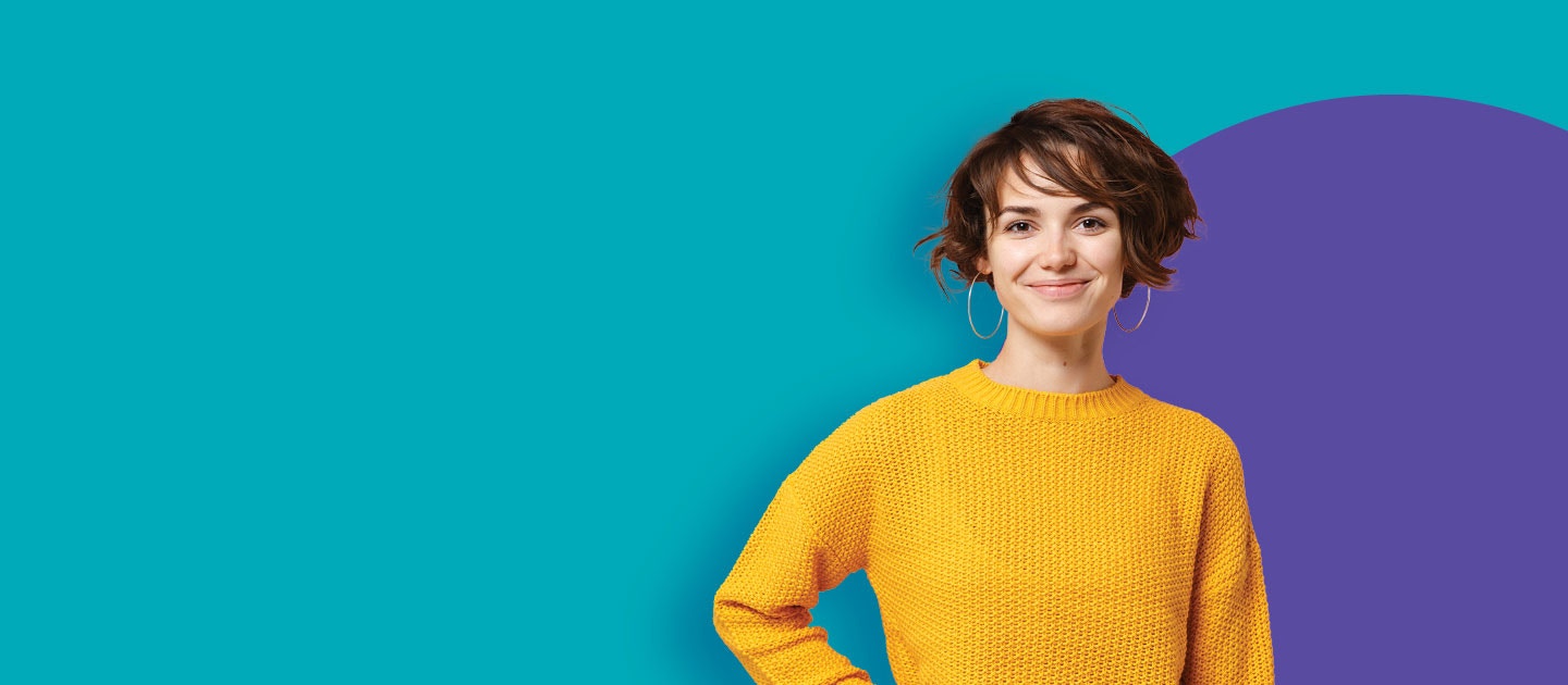 Smiling woman in a yellow top