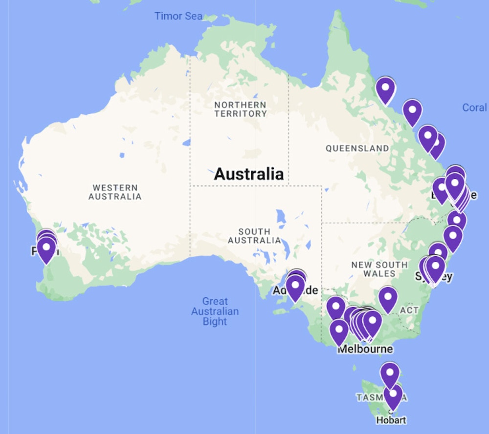Early Childhood and Care Practical Placement Partner Map