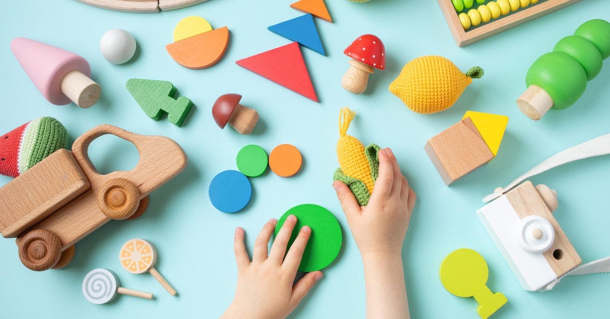 A child playing with childrens toys