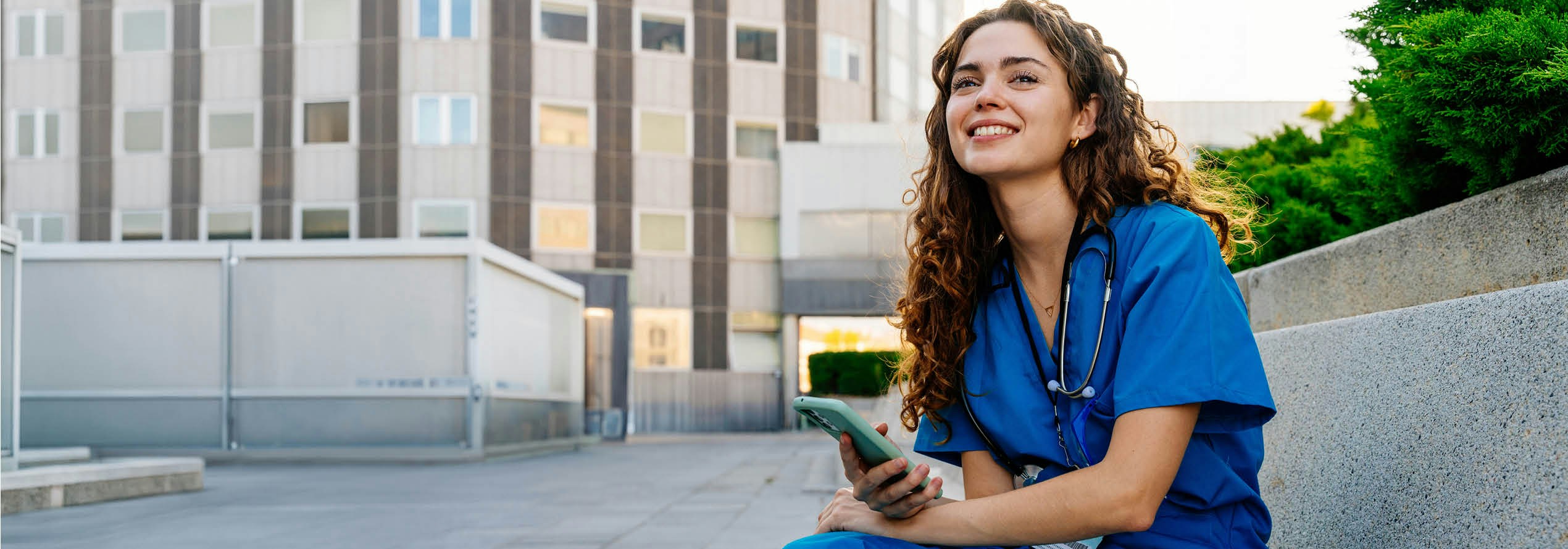 Disability support student or support worker outside a healthcare training facility