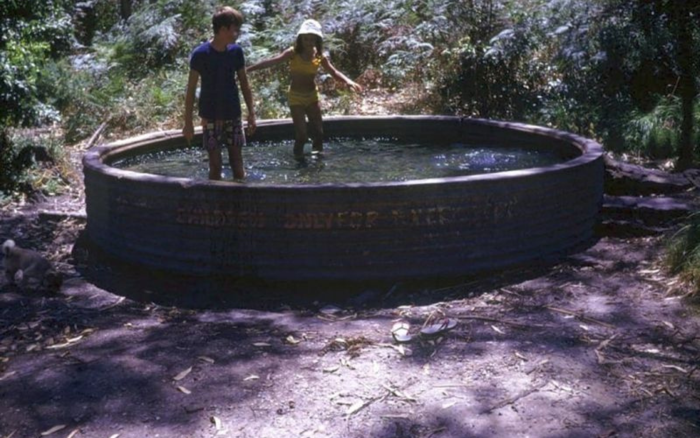 children playing in hot pool