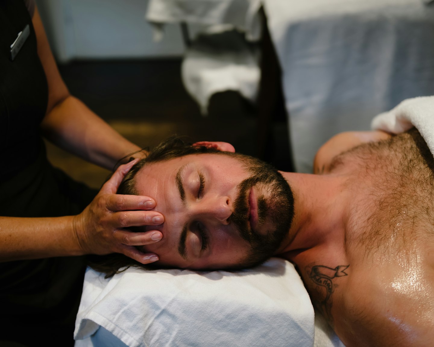 a man having a spa treatment