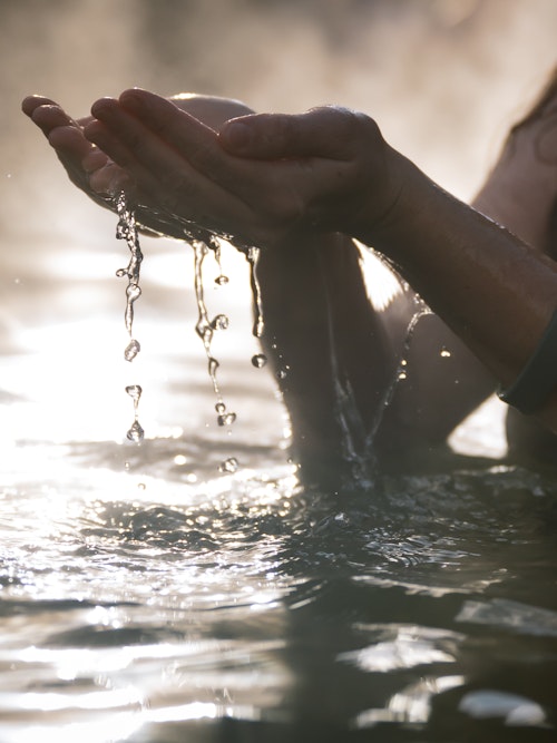 bathing at metung hot springs