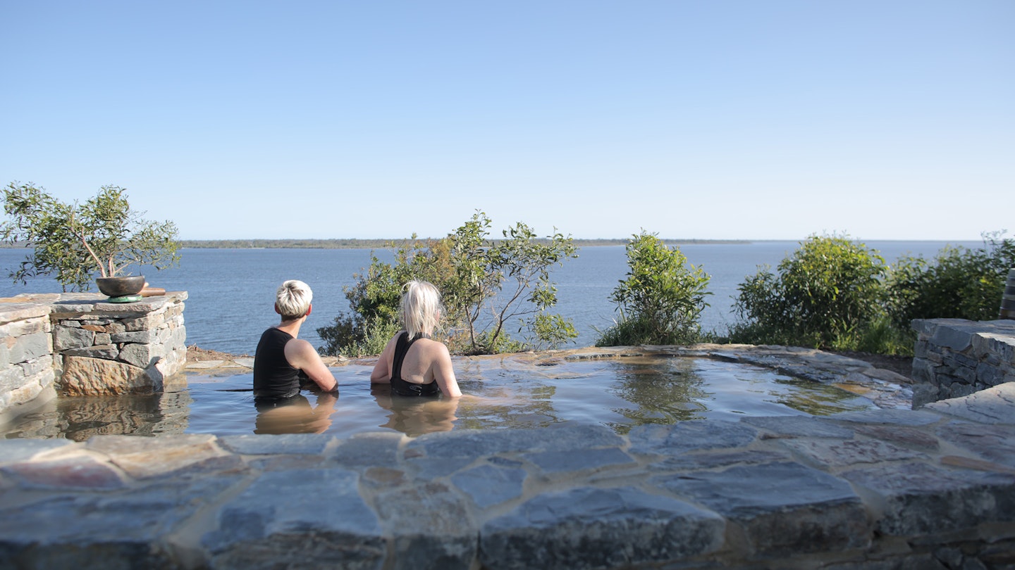 women bathing at metung hot springs gippsland lakes