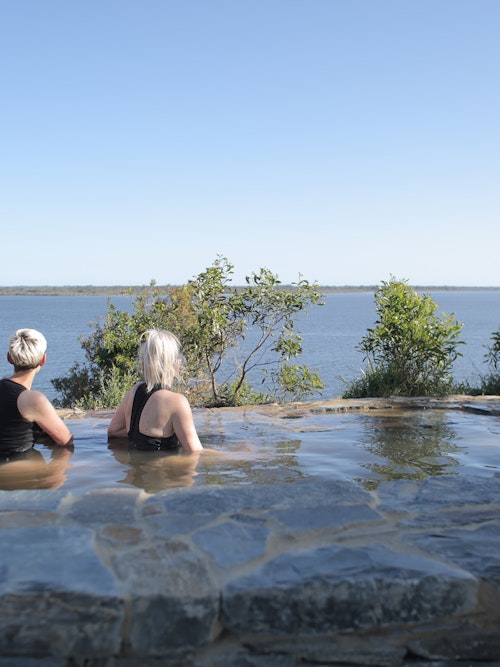 women bathing at metung hot springs gippsland lakes