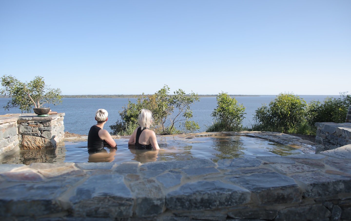 women bathing at metung hot springs gippsland lakes