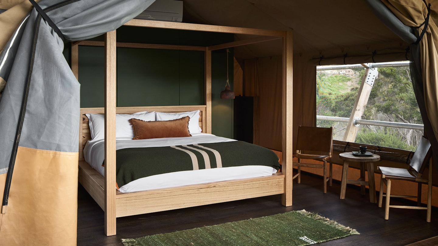 hillside glamping king bed