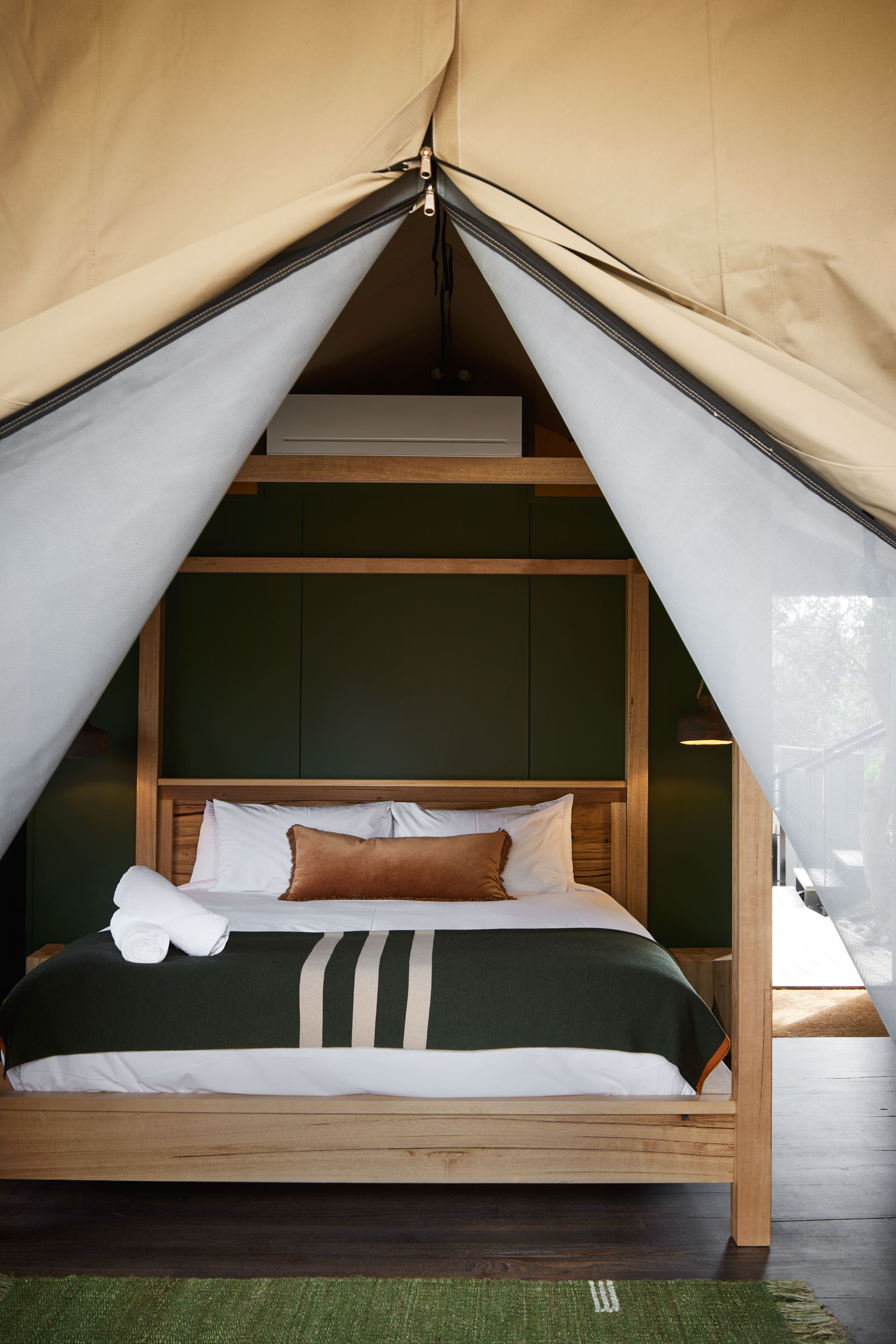 hillside glamping king bed