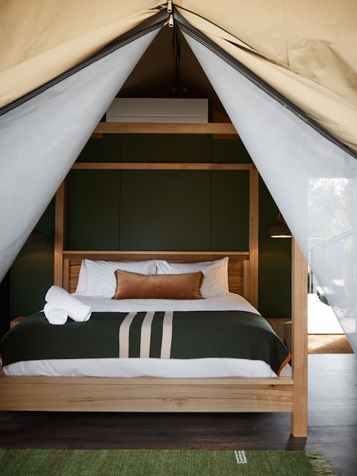 lagoon glamping king bed