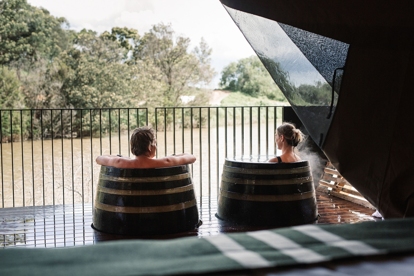 lagoon glamping deck and private barrels