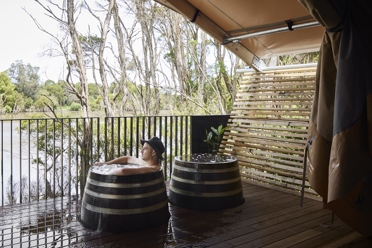 metung hot springs glamping private bathing barrels