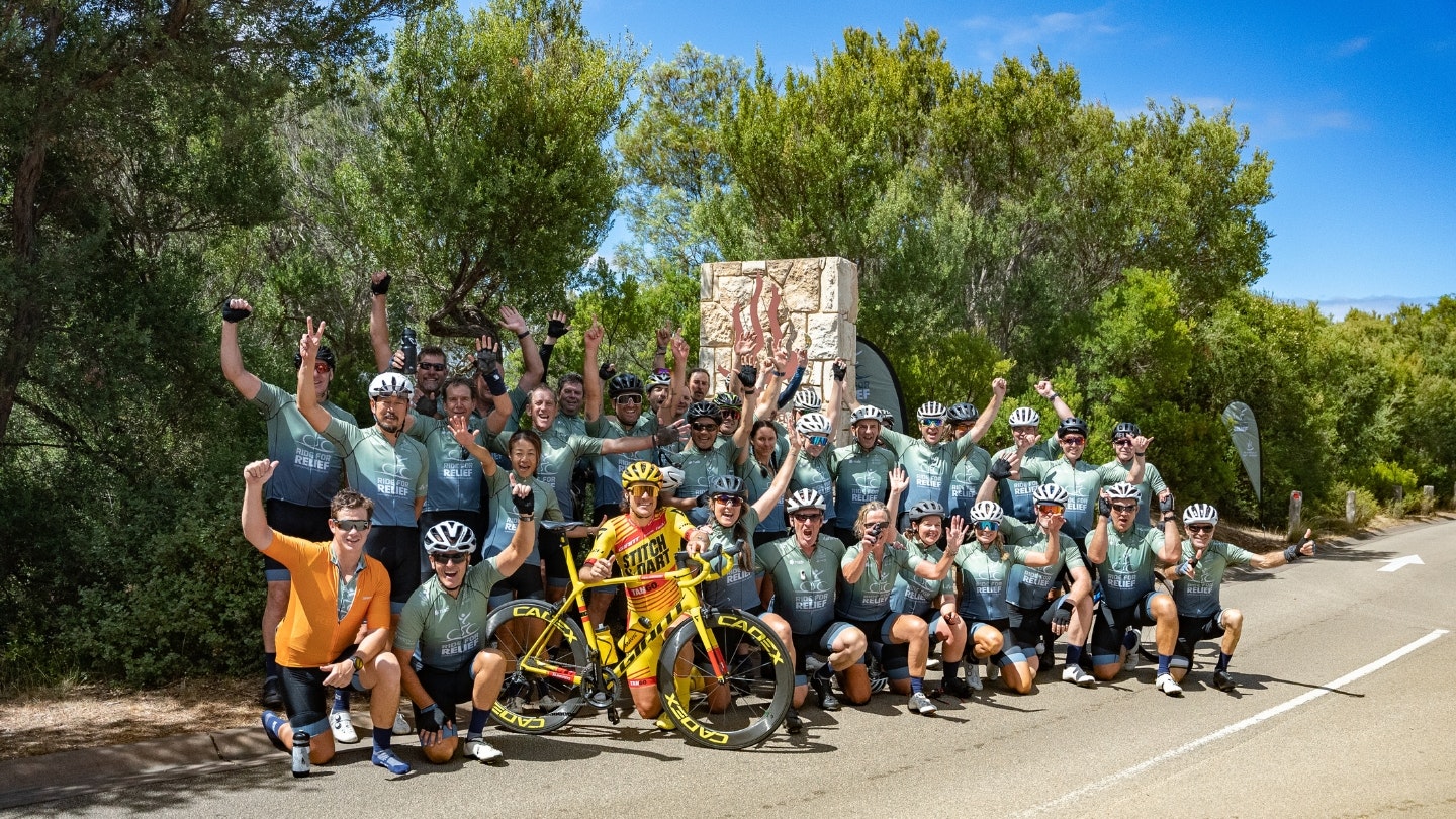 ride for relief 2023 charity cycling event riders at Peninsula Hot Springs