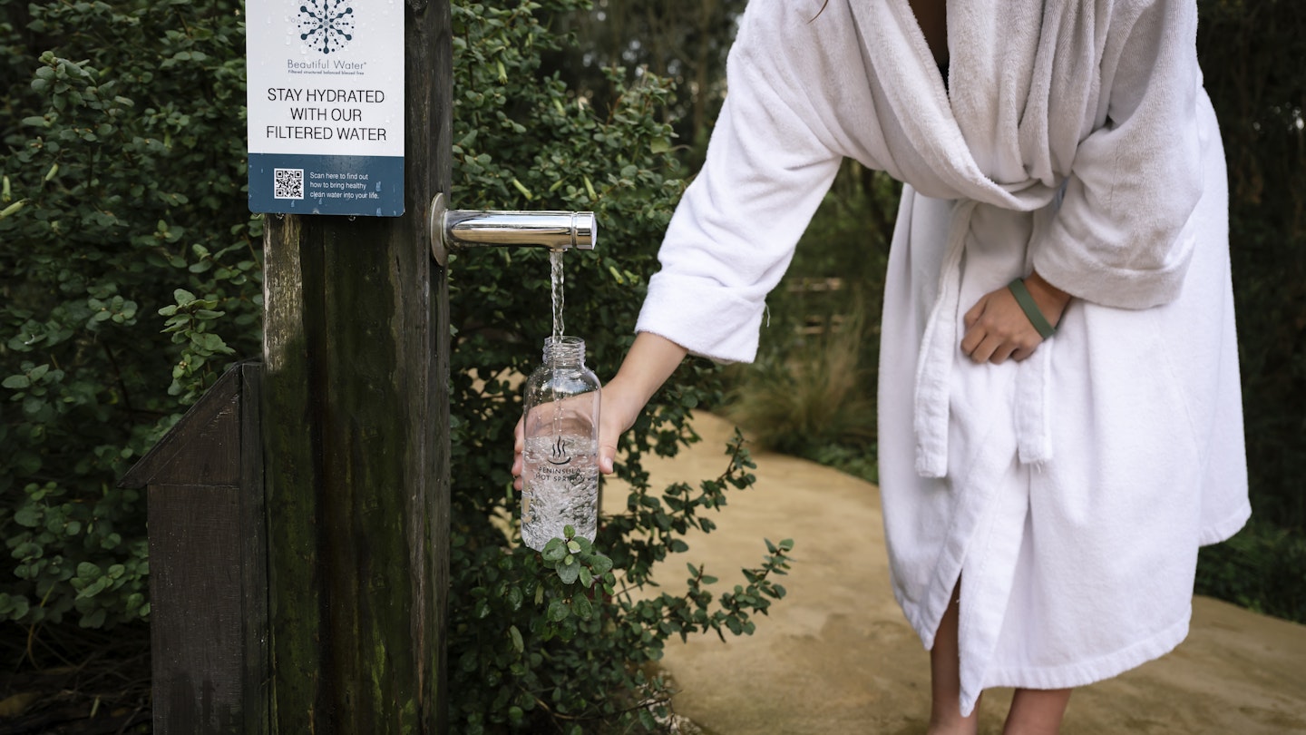 drinking water at metung hot springs