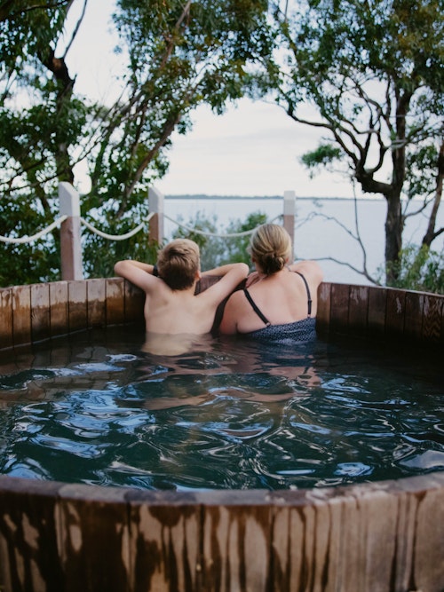 bathing at metung hot springs