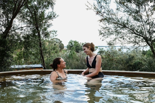 two friends bathing