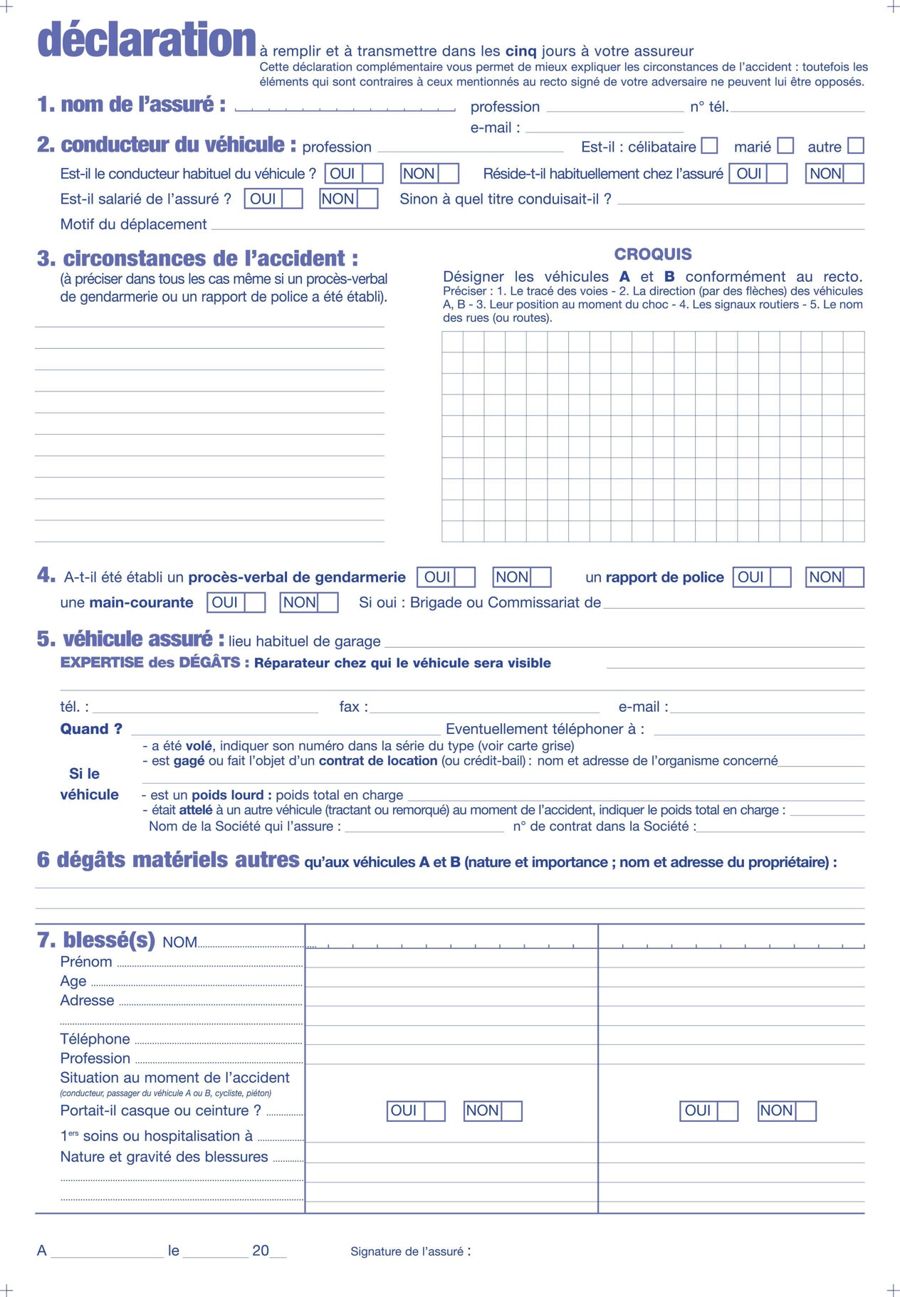 Constat Amiable D'accident Automobile Agréé - Lot De 1, Valable France Et Europe (21x15 Cm) - 10