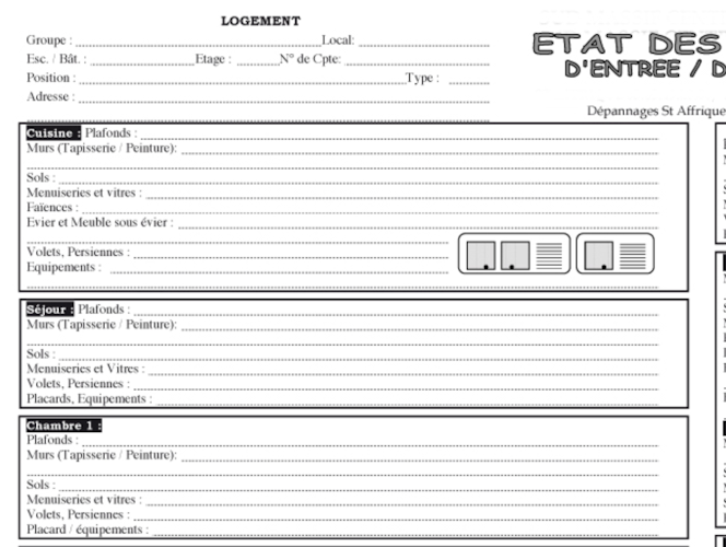 etat des lieux d'entrée exemple