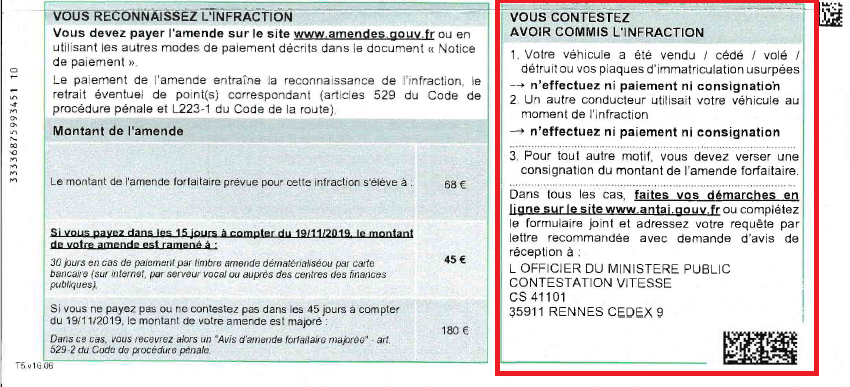 L'image représente un exemple d'avis de contravention.