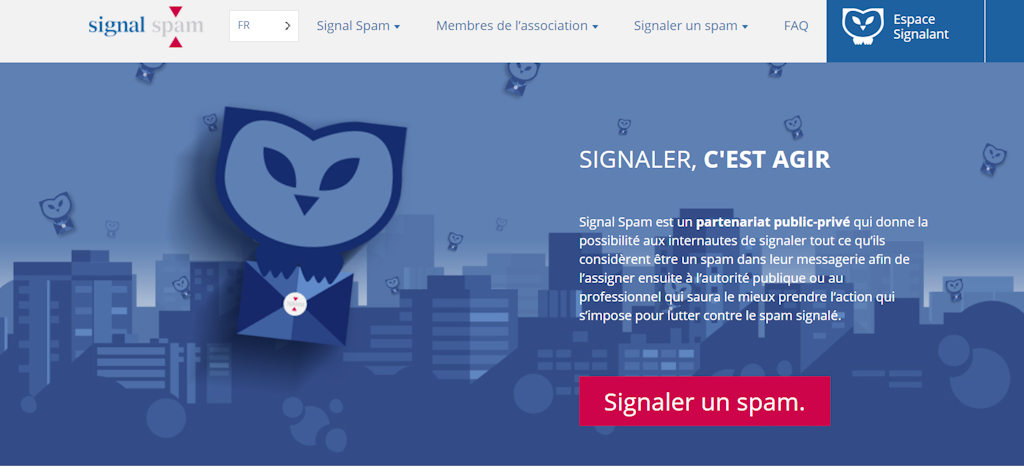 L'image représente le site de signalement de spams.