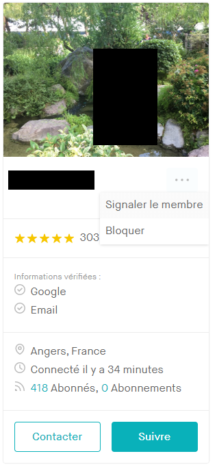 L'image représente le système de signalement d'utilisateurs Vinted.