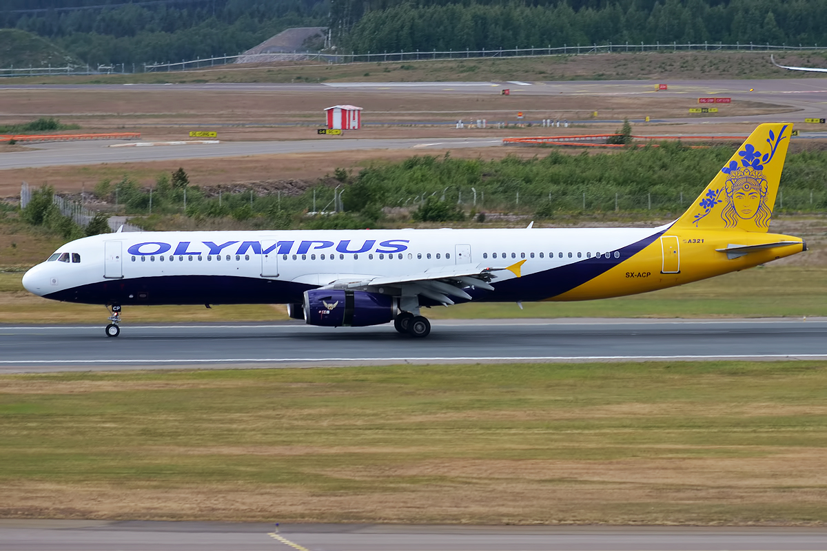 Cette image représente un avion Olympus Airways qui a été retardé et dont les passagers se demandent s'il peuvent obtenir une indemnisation.