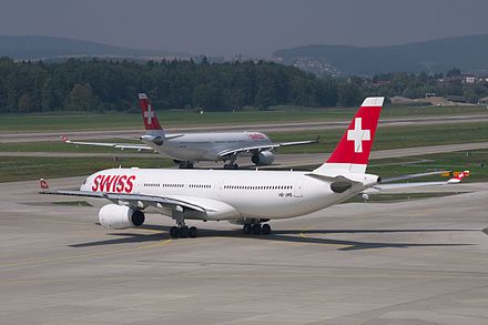 L'image illustre un vol Swiss airlines.