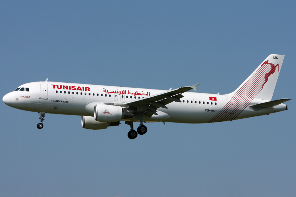 L'image représente un avion Tunisair qui a du retard, ce pourquoi les passagers vont être indemnisés.