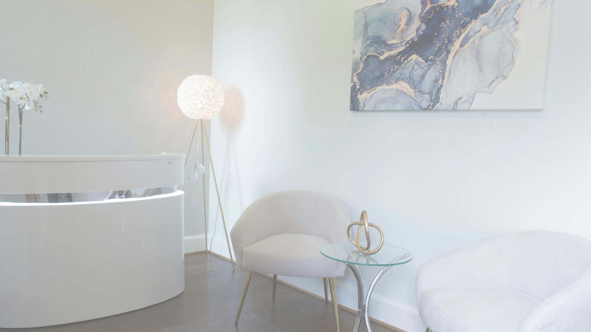 Med Spa Office with white table and chairs and counter